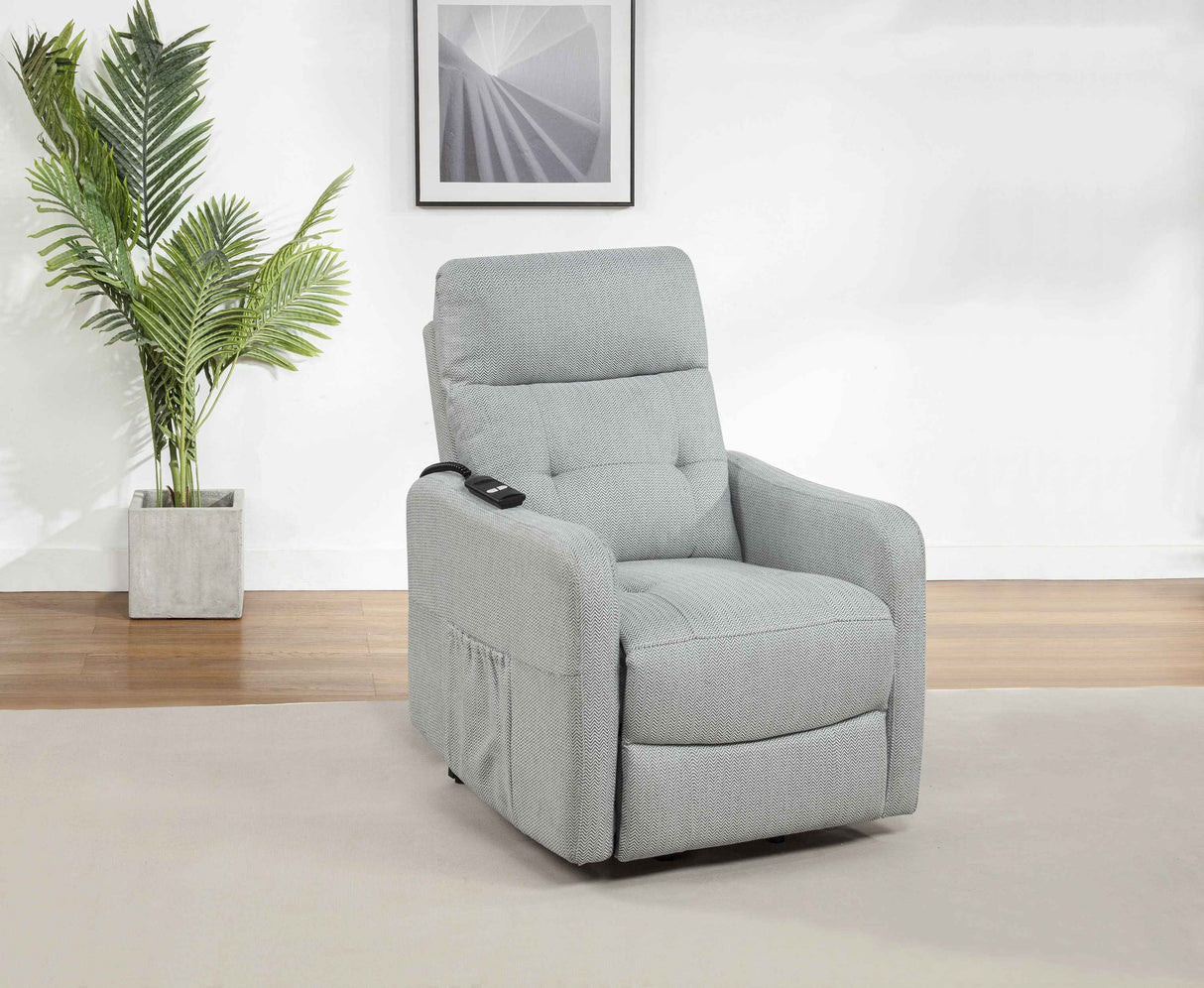 Dayes Light Grey Upholstered Power Lift Recliner Chair by Coaster at Eve Furniture