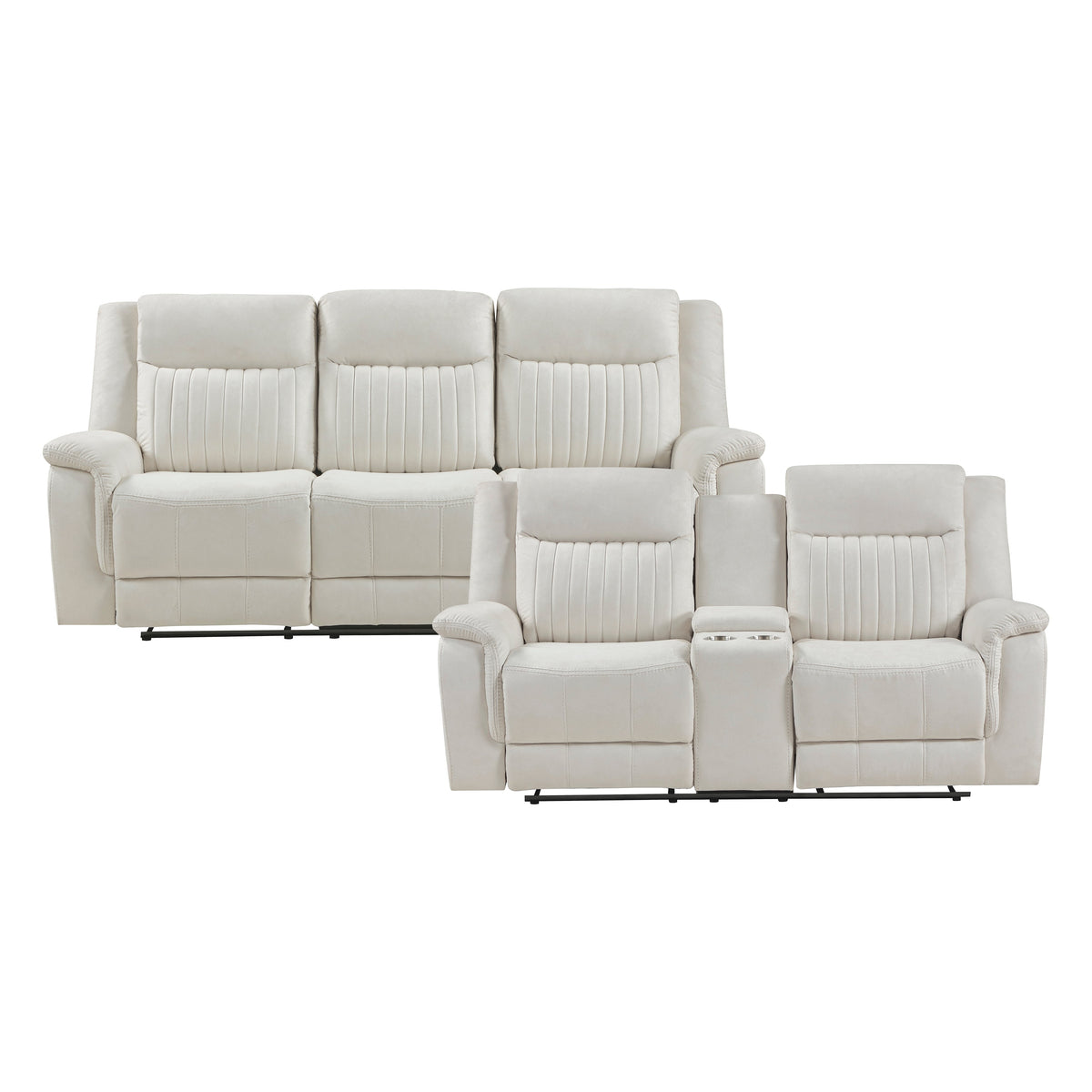 Dean Beige 2-Piece Double Reclining Set by Homelegance at Eve Furniture