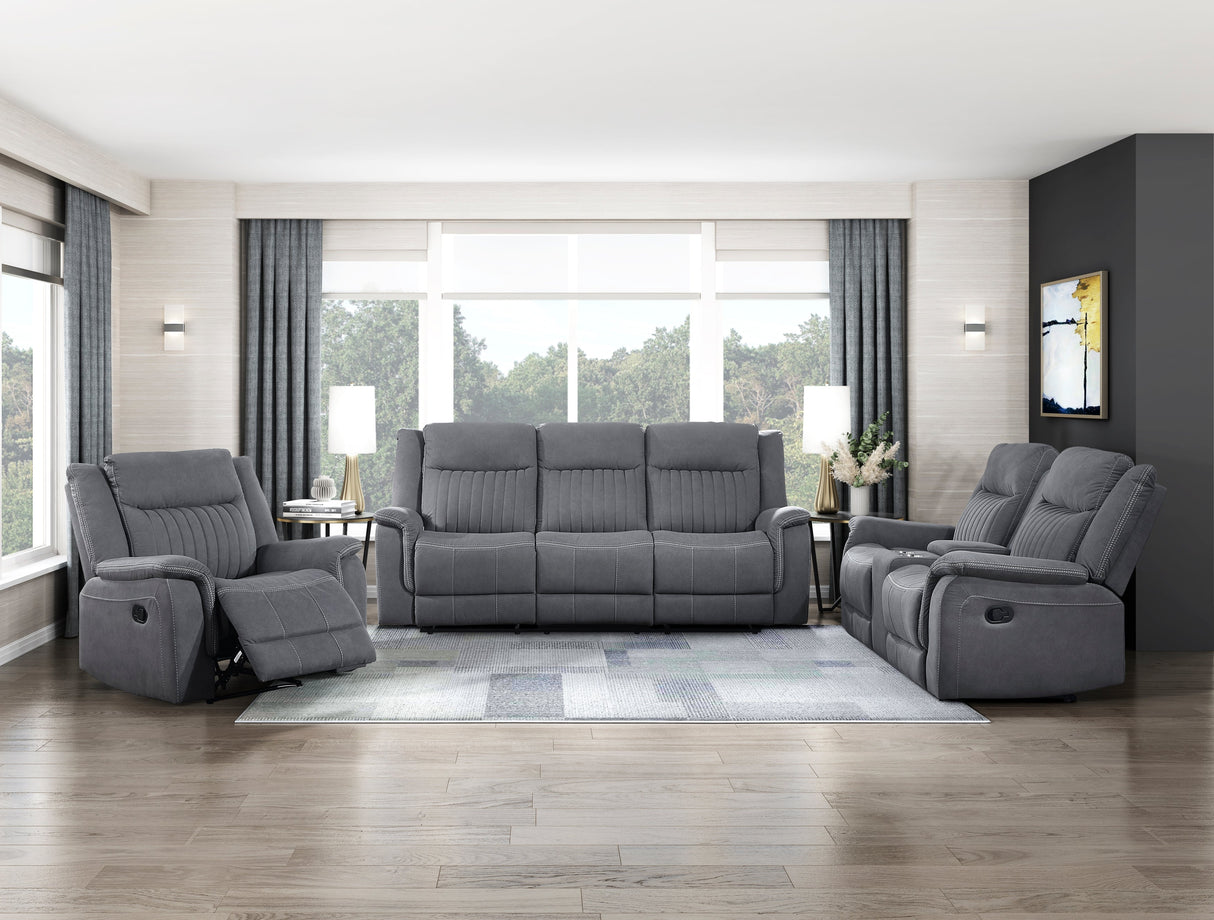 Dean Gray Double Reclining Sofa by Homelegance at Eve Furniture