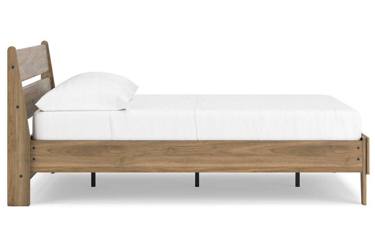 Deanlow Honey Full Platform Panel Bed by Ashley at Eve Furniture
