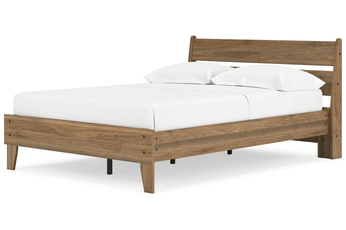 Deanlow Honey Full Platform Panel Bed by Ashley at Eve Furniture