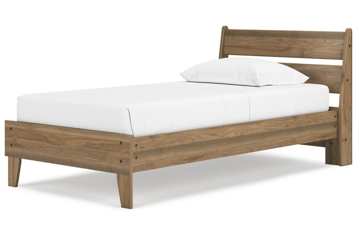 Deanlow Honey Twin Platform Panel Bed by Ashley at Eve Furniture