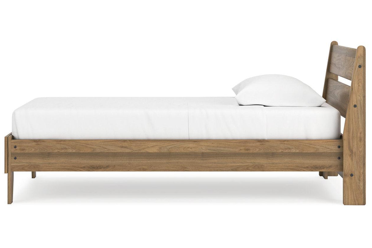 Deanlow Honey Twin Platform Panel Bed by Ashley at Eve Furniture
