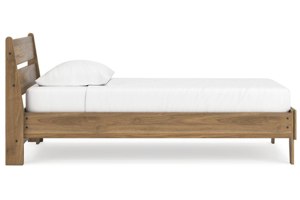 Deanlow Honey Twin Platform Panel Bed by Ashley at Eve Furniture