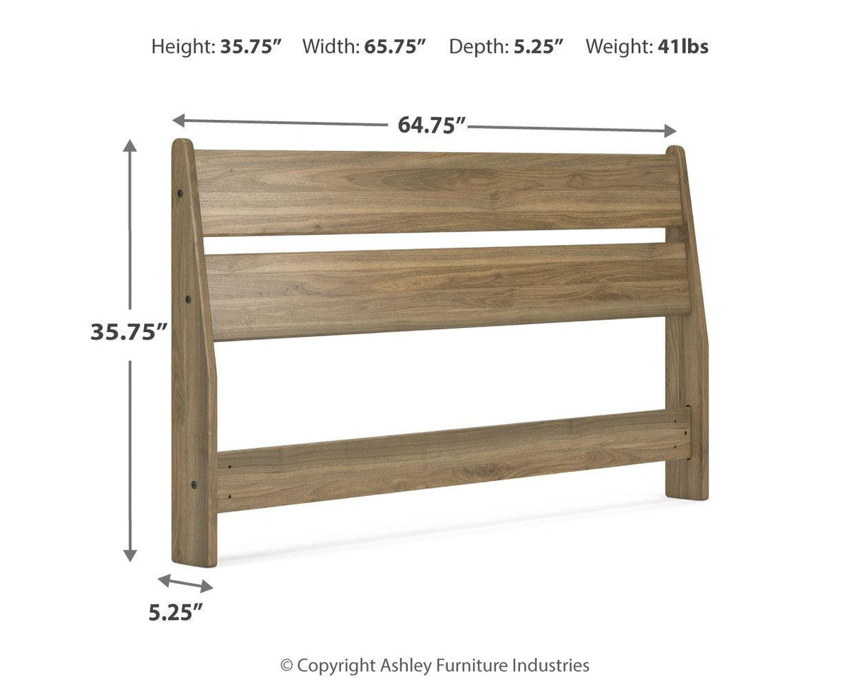 Deanlow Queen Panel Headboard with Dresser and Nightstand in Honey by Ashley at Eve Furniture