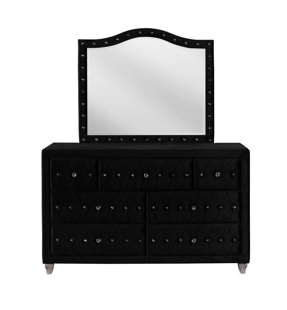 Deanna Black Button Tufted Mirror by Coaster at Eve Furniture