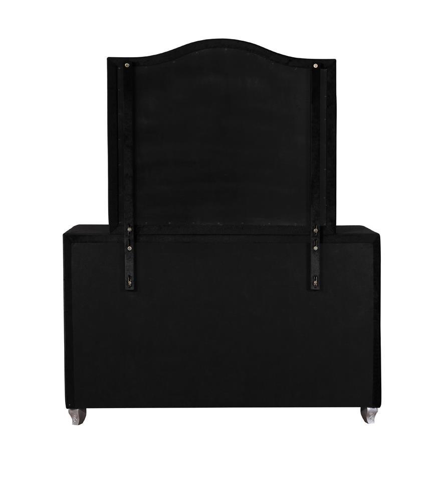 Deanna Black Button Tufted Mirror by Coaster at Eve Furniture