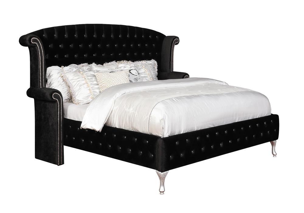 Deanna Black Queen Tufted Upholstered Bed by Coaster at Eve Furniture