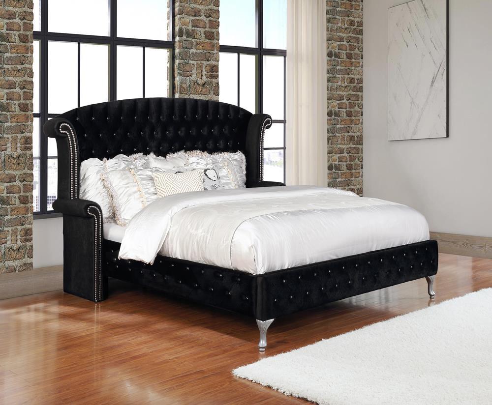 Deanna Black Queen Tufted Upholstered Bed by Coaster at Eve Furniture