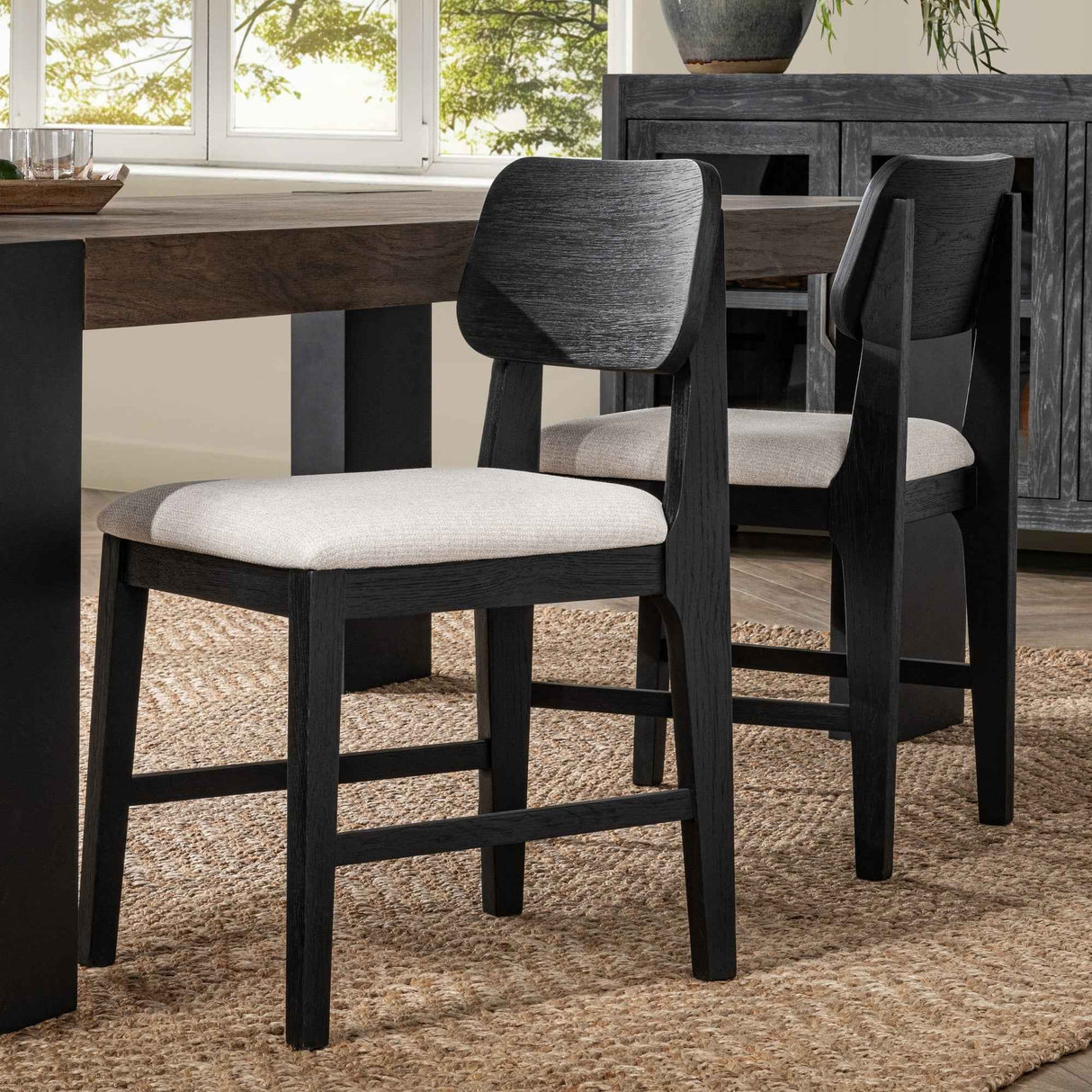 Deaven Black Upholstered Dining Chair Oak (Set of 2) by Classic Home at Eve Furniture