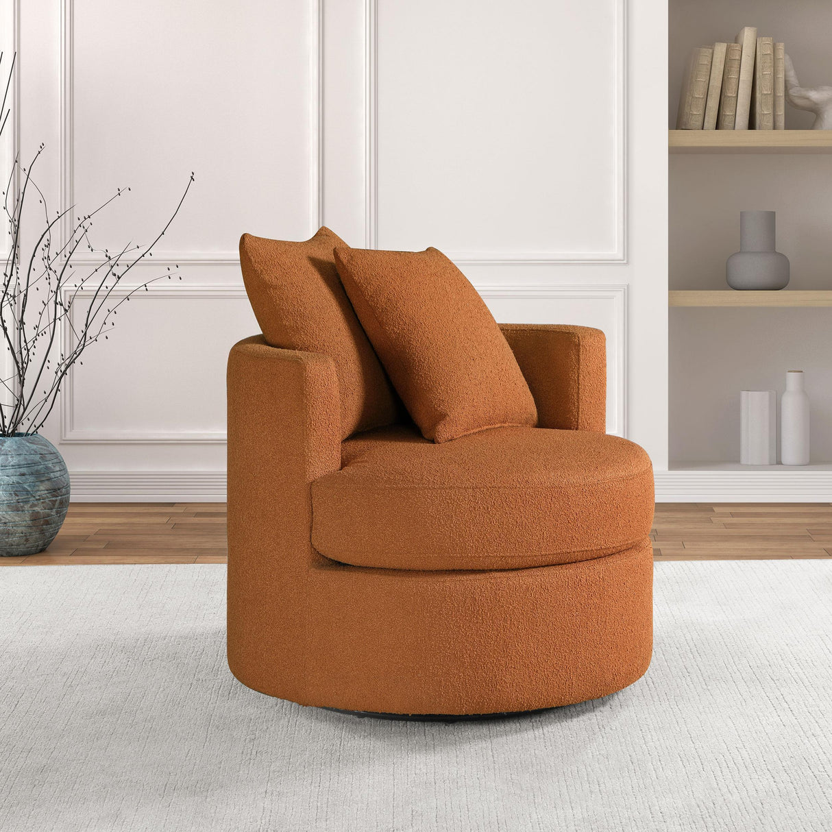 Debbie Burnt Orange Upholstered Swivel Accent Chair by Coaster at Eve Furniture
