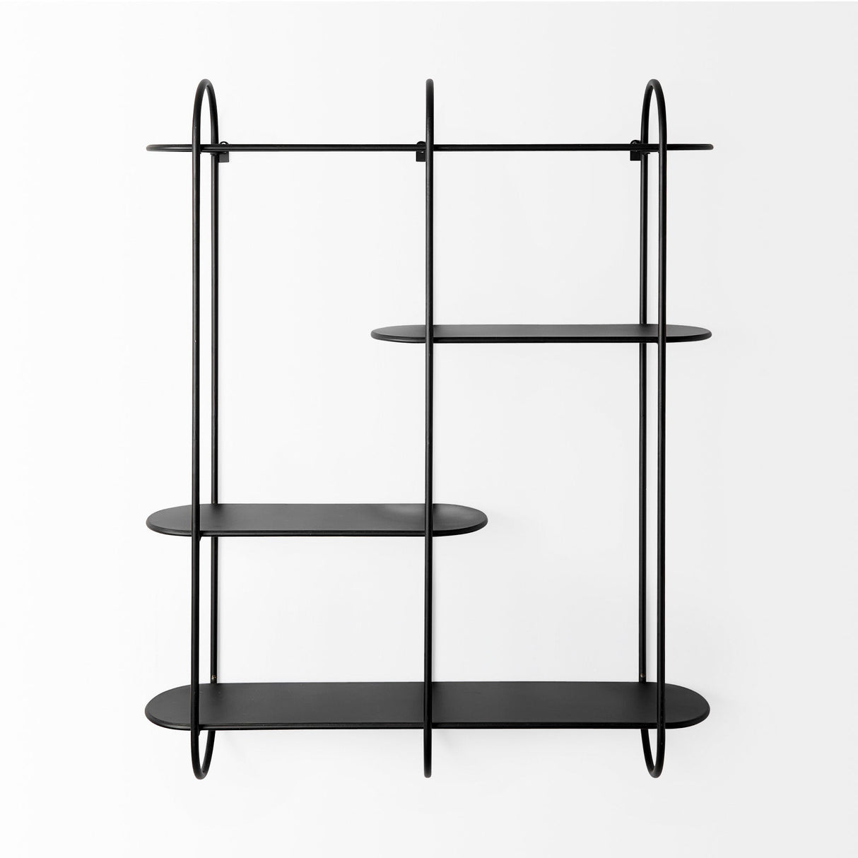 Decimus Black Metal Wall Mounted 3 Tiered Shelf by Mercana at Eve Furniture