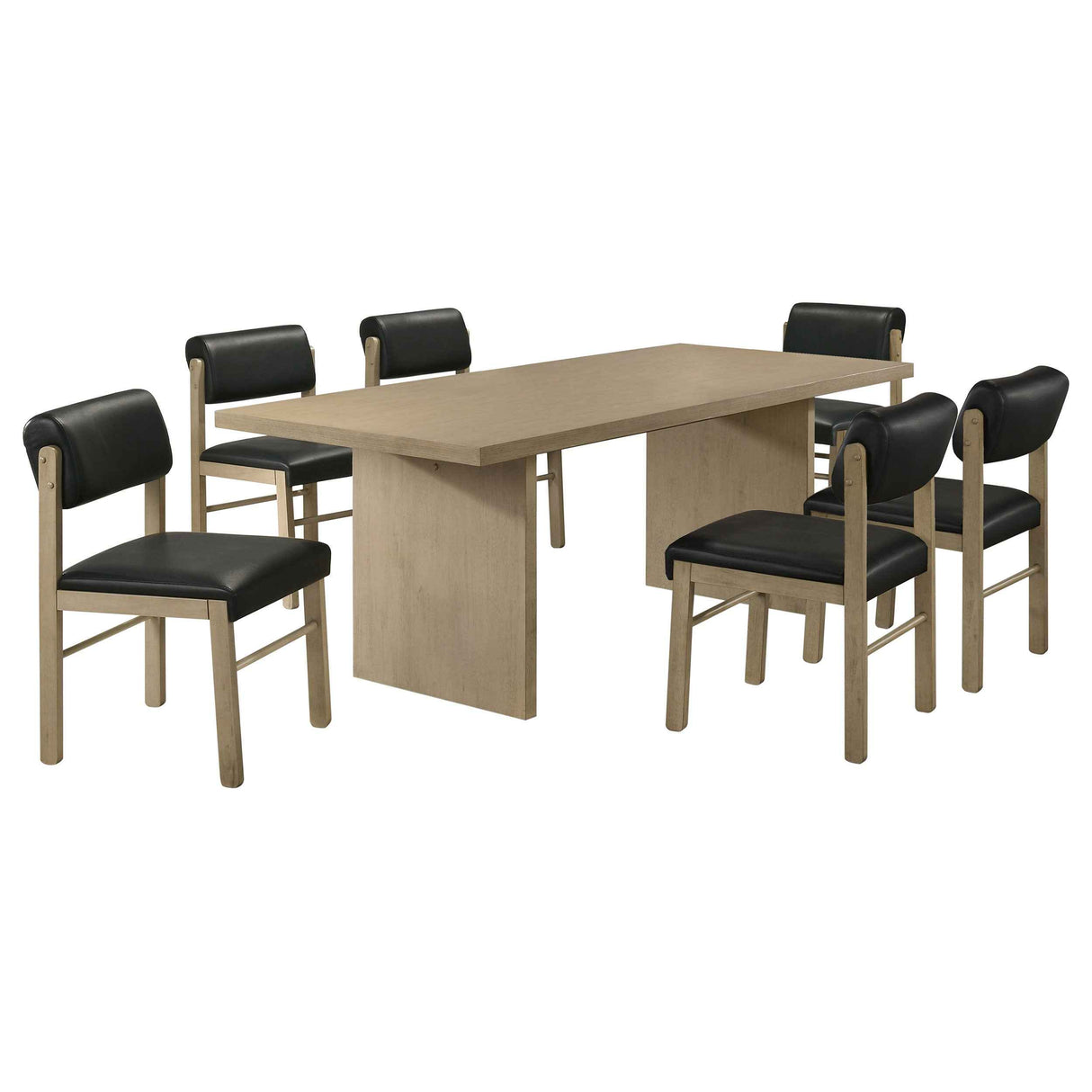 Decker Black/Natural Oak 7-piece 82-inch Rectangular Dining Set by Coaster at Eve Furniture