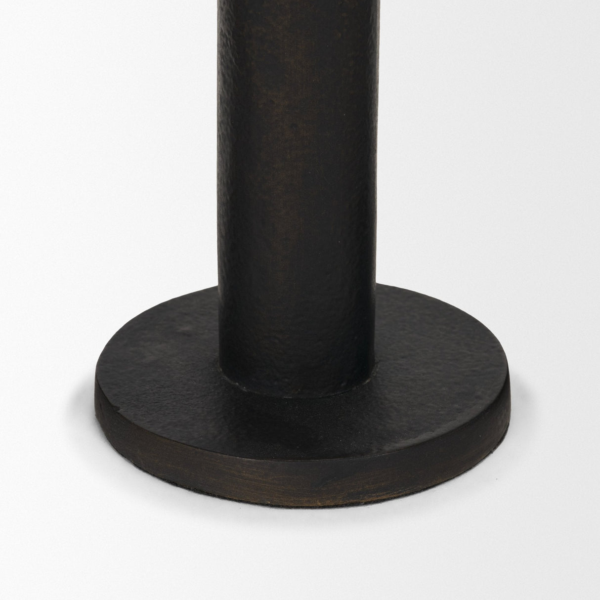 Declan Textured Matte Black Cast Metal Taper Candle Holder by Mercana at Eve Furniture