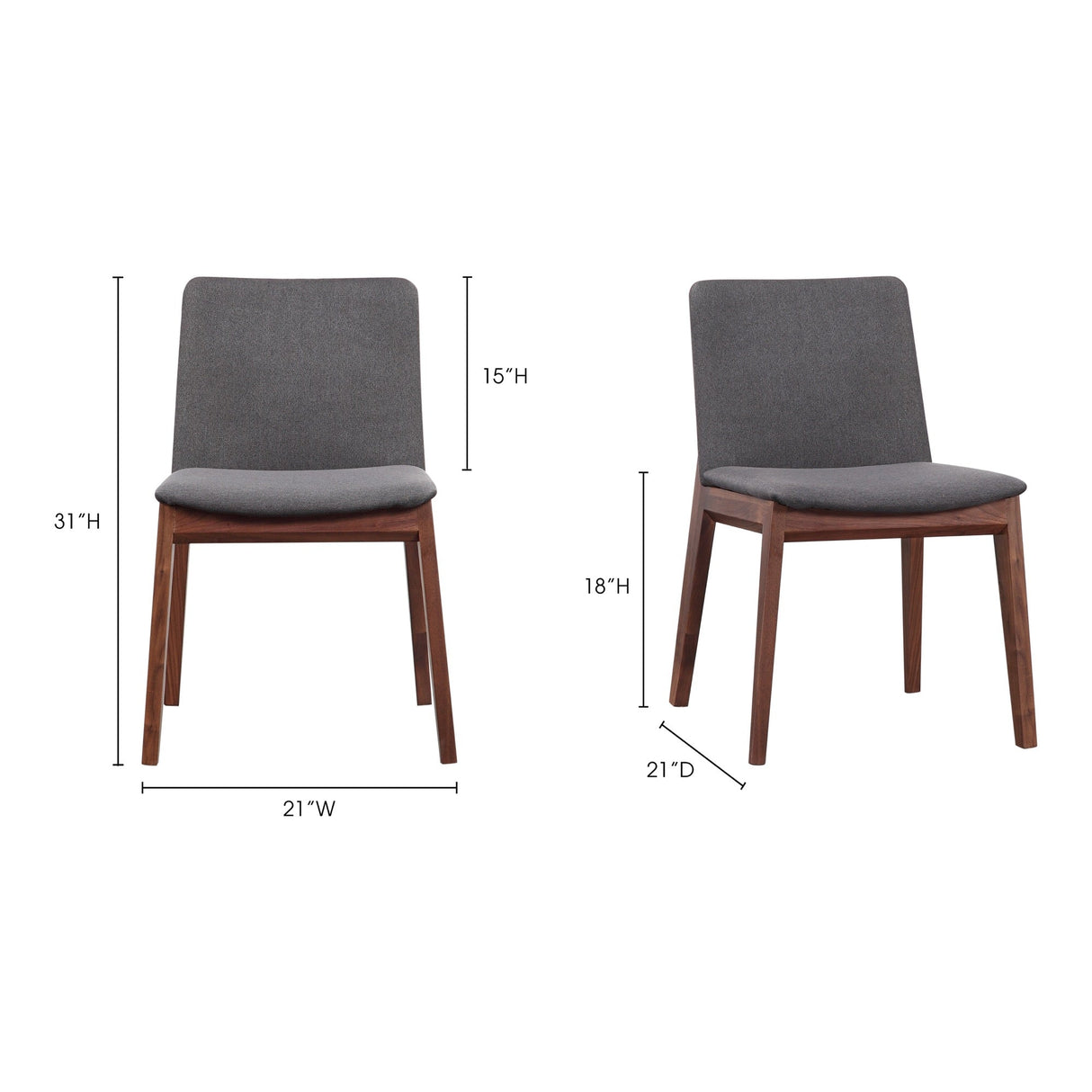 Deco Dark Grey/Natural Walnut Dining Chair (Set of 2) by Moe's Home at Eve Furniture