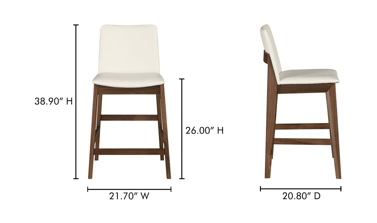 Deco Walnut Counter Stool White PVC by Moe's Home at Eve Furniture