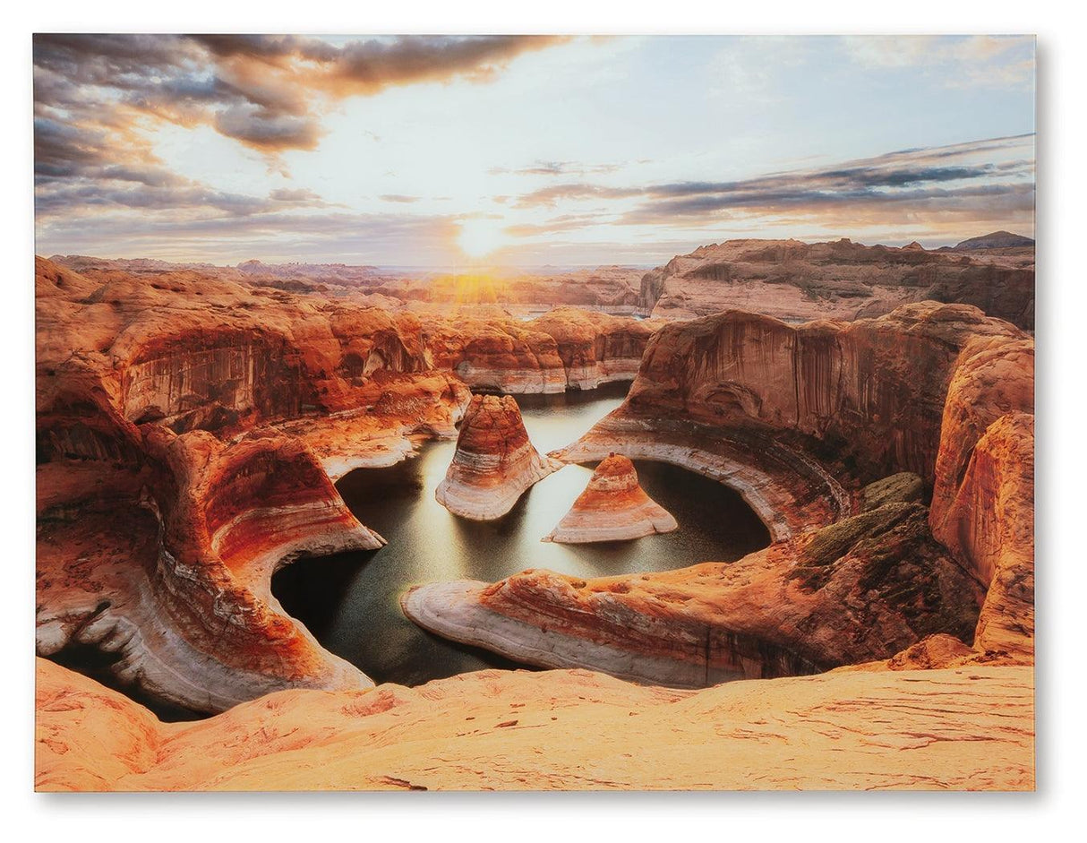 Deemsdon Blue/Amber Wall Art by Ashley at Eve Furniture