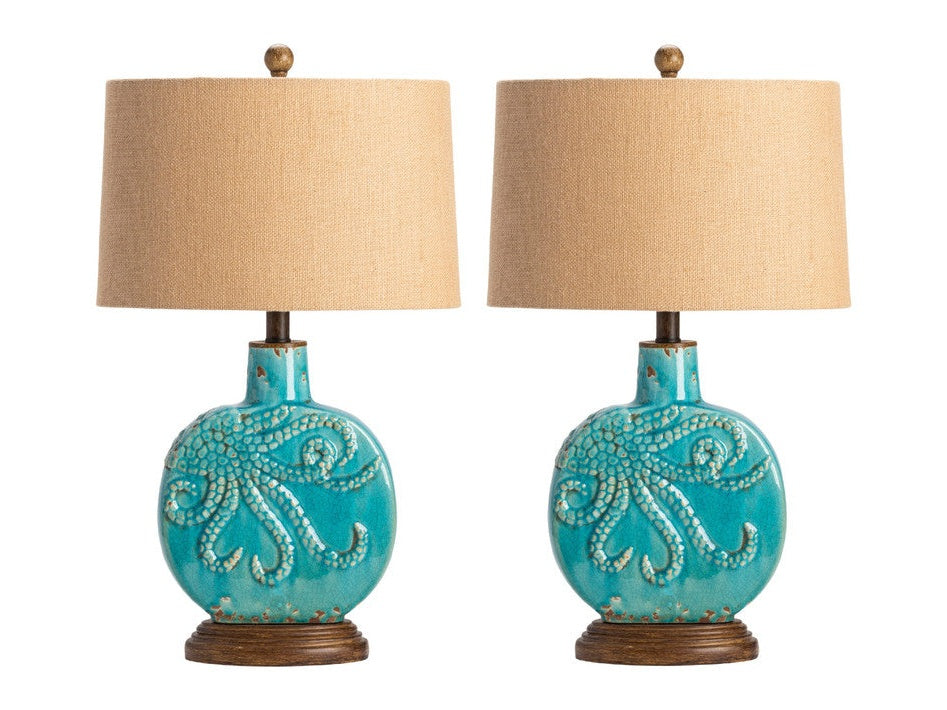 Deep Ocean Blue Table Lamp (Set of 2) by Crestview at Eve Furniture