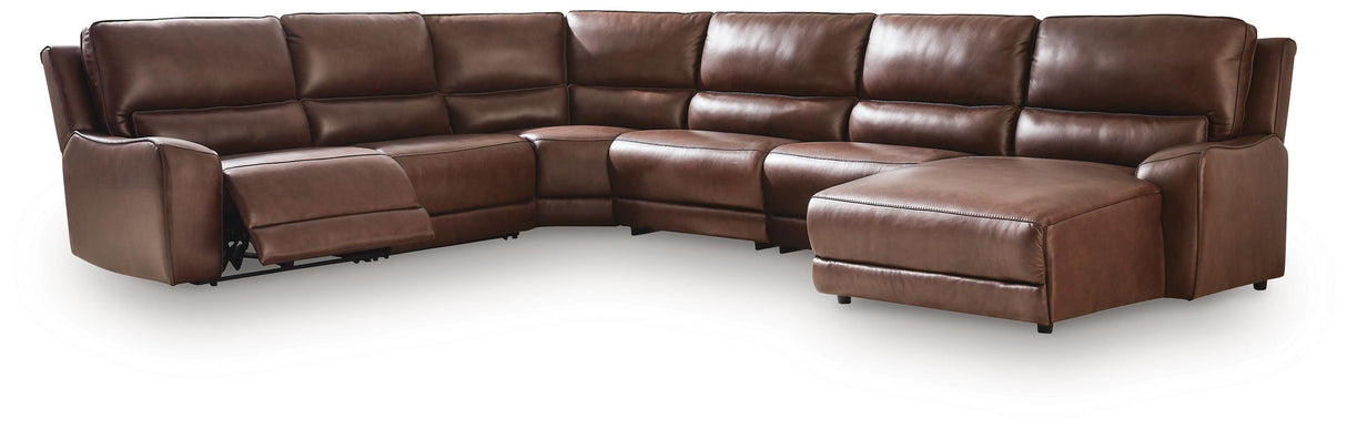 DeepWakes Canyon 6-Piece Reclining Sectional with Chaise by Ashley at Eve Furniture