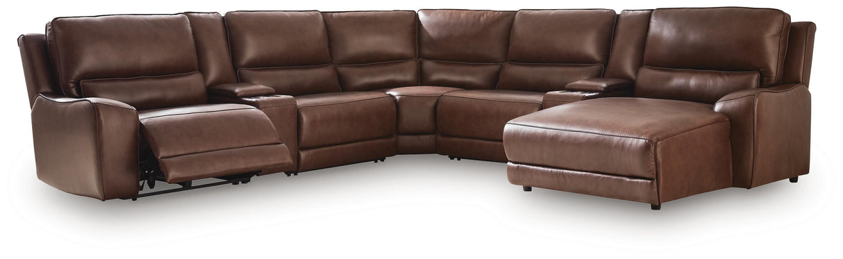 DeepWakes Canyon 7-Piece Reclining Sectional with Chaise and Storage Consoles by Ashley at Eve Furniture