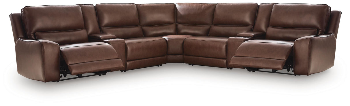 DeepWakes Canyon 7-Piece Reclining Sectional with Storage Consoles by Ashley at Eve Furniture