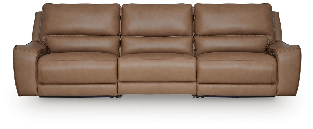 DeepWakes Caramel 3-Piece Power Reclining Sectional by Ashley at Eve Furniture