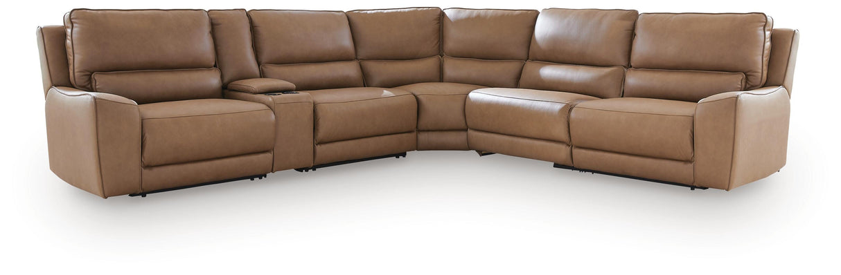 DeepWakes Caramel 6-Piece Power Reclining Sectional by Ashley at Eve Furniture
