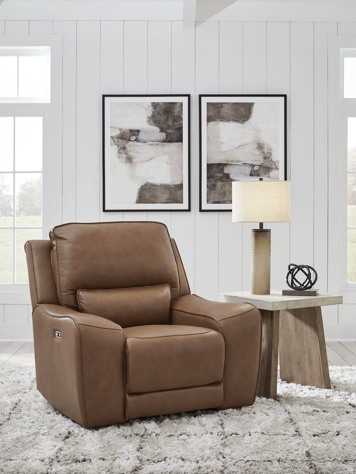 DeepWakes Caramel Power Recliner by Ashley at Eve Furniture