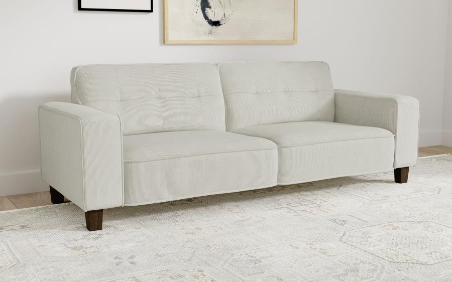 Deerhurst Beige Upholstered Tufted Track Arm Sofa by Coaster at Eve Furniture