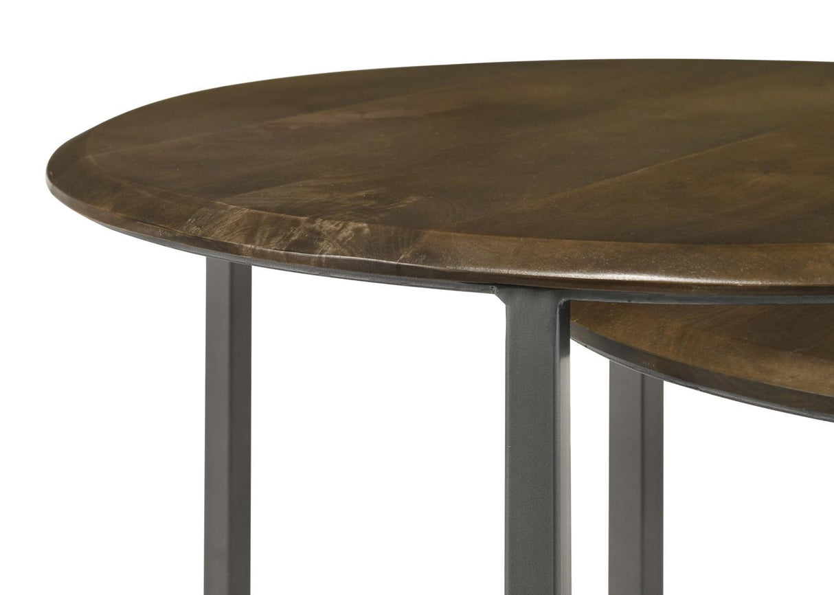 Deja Natural and Gunmetal 3-Piece Round Nesting Table by Coaster at Eve Furniture