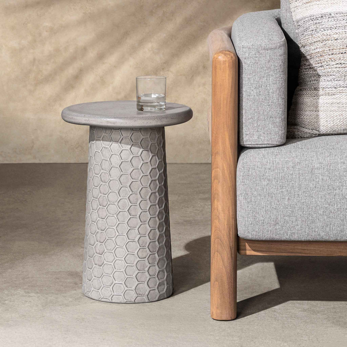 Delaine Light Gray Outdoor Accent Table by Classic Home at Eve Furniture