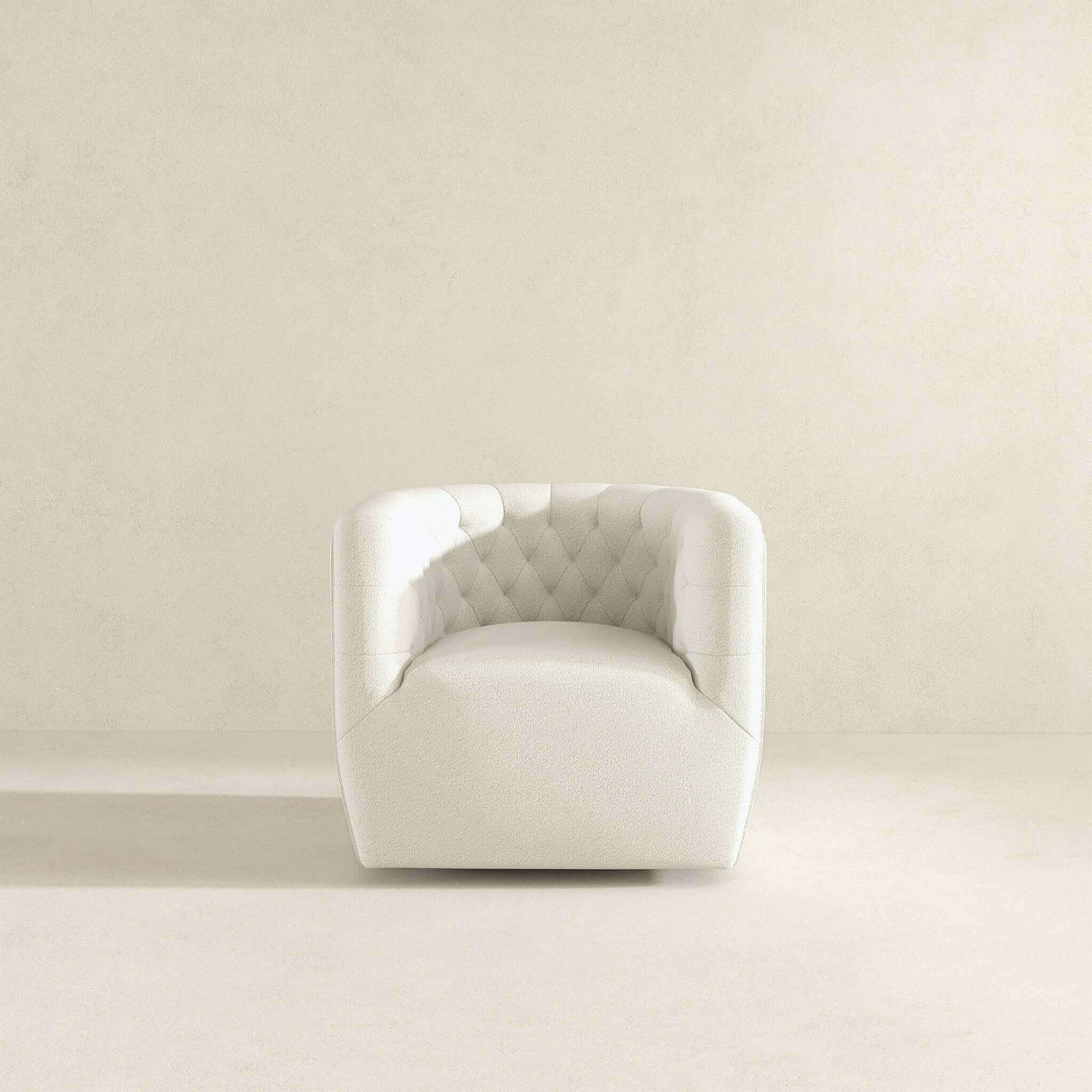 Delaney Cream Boucle Swivel Chair by Ashcroft Furniture at Eve Furniture