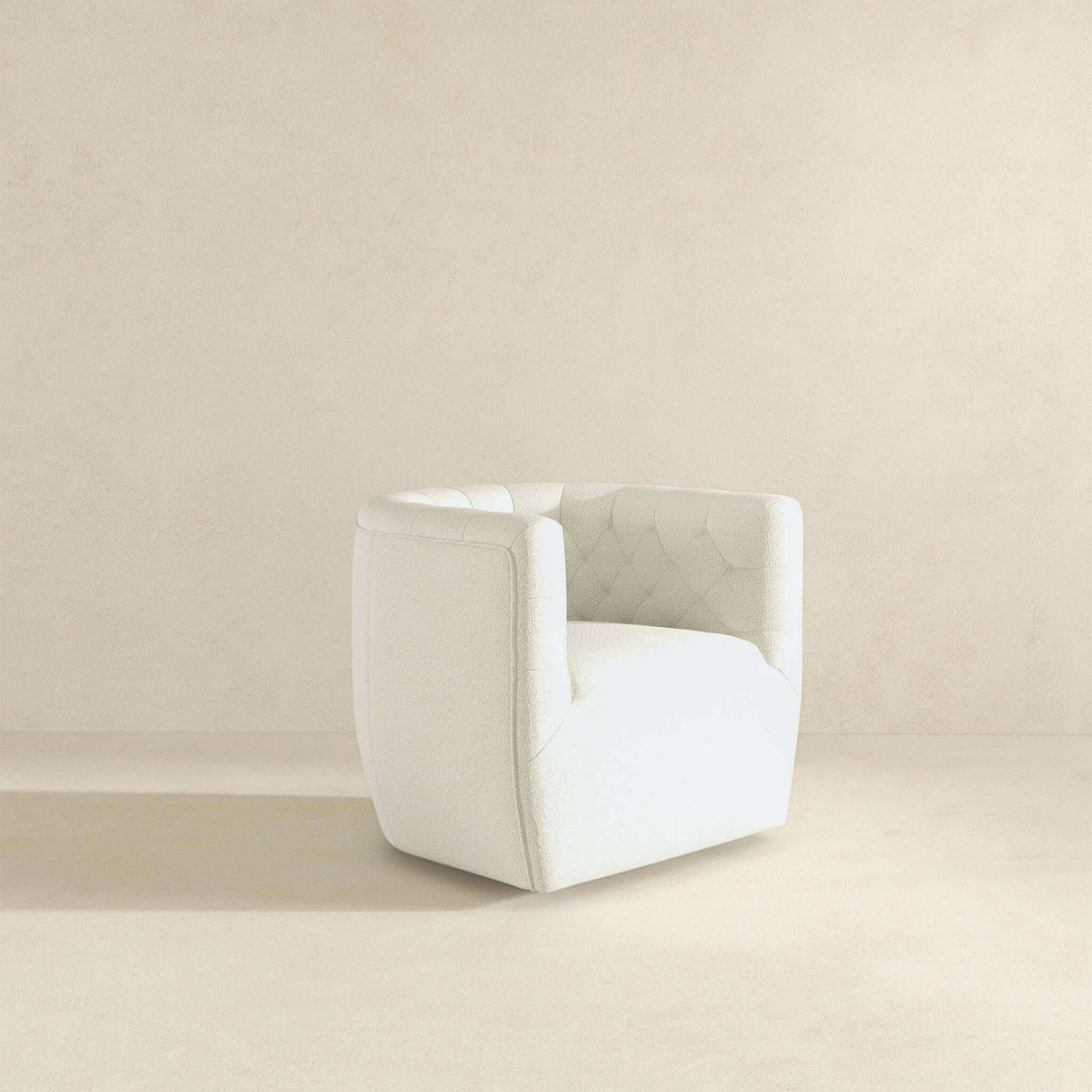 Delaney Cream Boucle Swivel Chair by Ashcroft Furniture at Eve Furniture