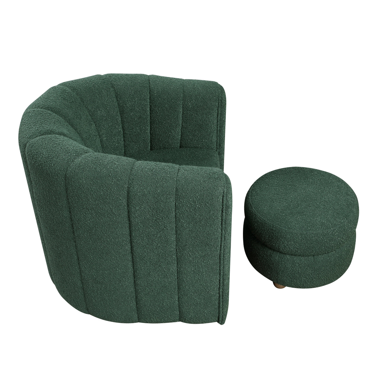 Delaney Green Boucle Swivel Chair with Ottoman by Homelegance at Eve Furniture