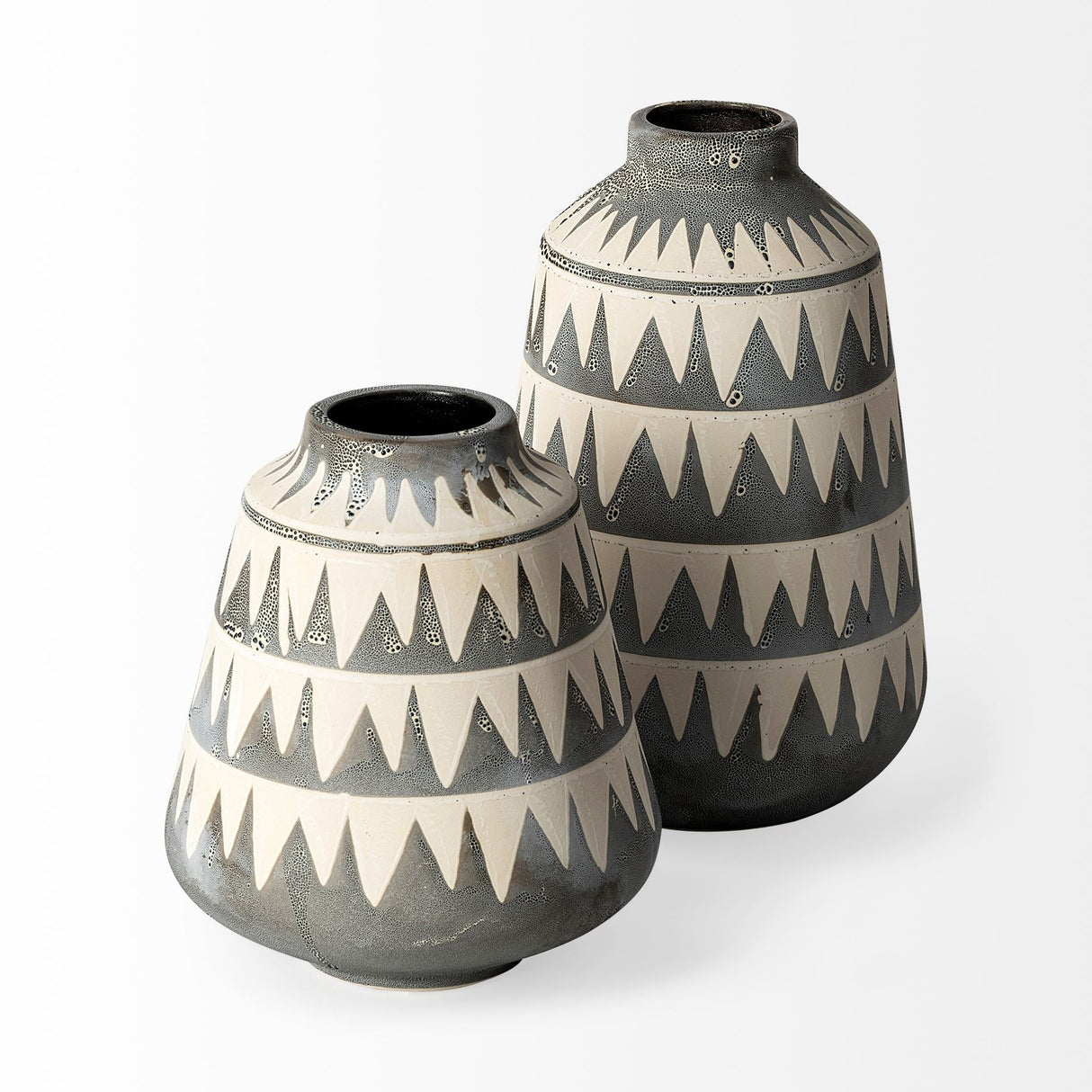 Delaney Large Gray Patterned Ceramic Vase by Mercana at Eve Furniture