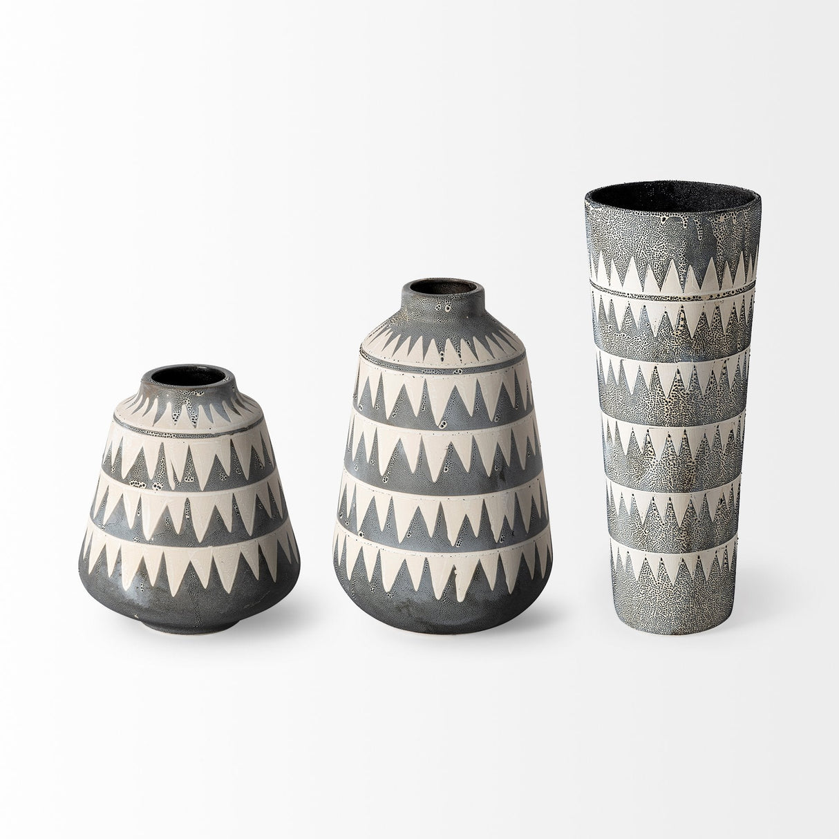 Delaney Large Gray Patterned Ceramic Vase by Mercana at Eve Furniture