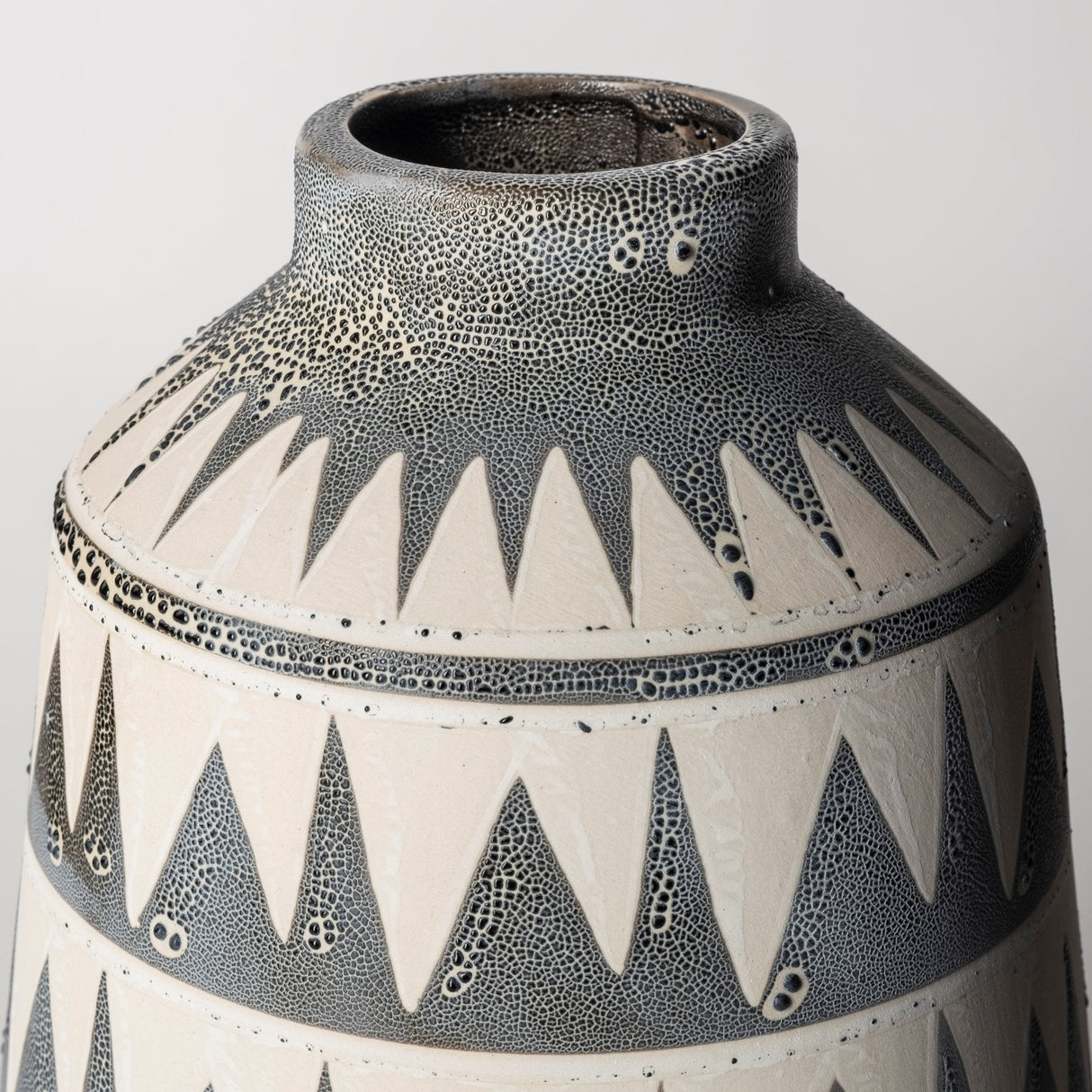 Delaney Large Gray Patterned Ceramic Vase by Mercana at Eve Furniture