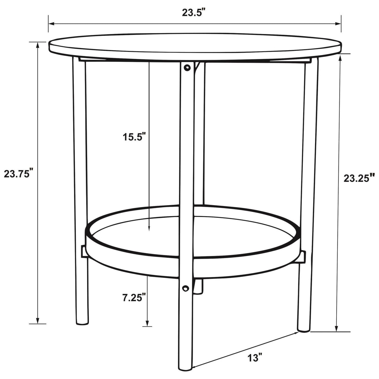 Delfin Black and Brown Round Glass Top End Table with Shelf by Coaster at Eve Furniture