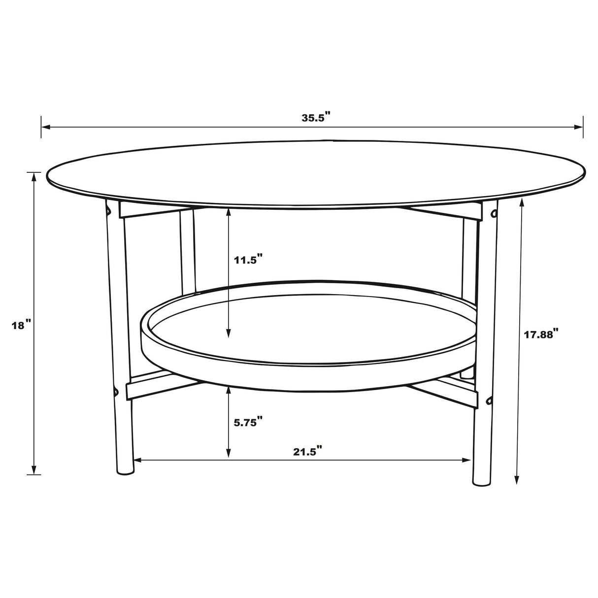 Delfin Brown 2-Piece Round Coffee and End Table Set by Coaster at Eve Furniture