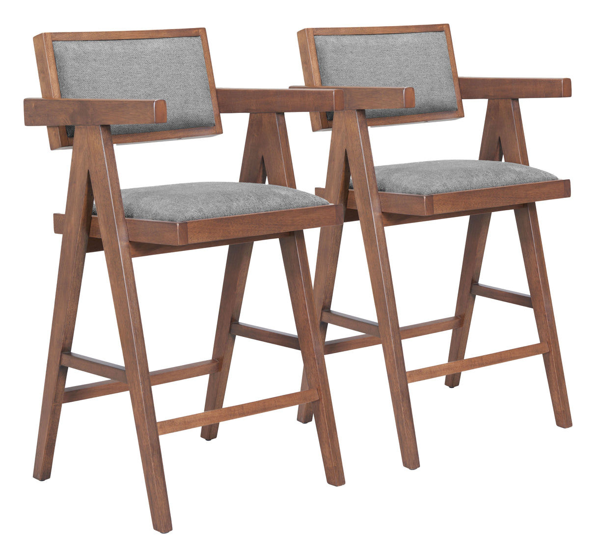 Delhi Gray & Walnut Counter Stool (Set of 2) by Zuomod at Eve Furniture