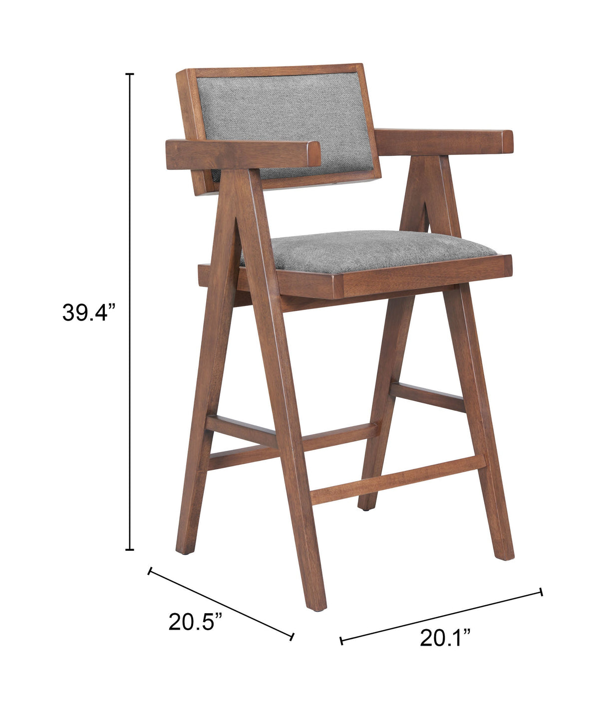 Delhi Gray & Walnut Counter Stool (Set of 2) by Zuomod at Eve Furniture