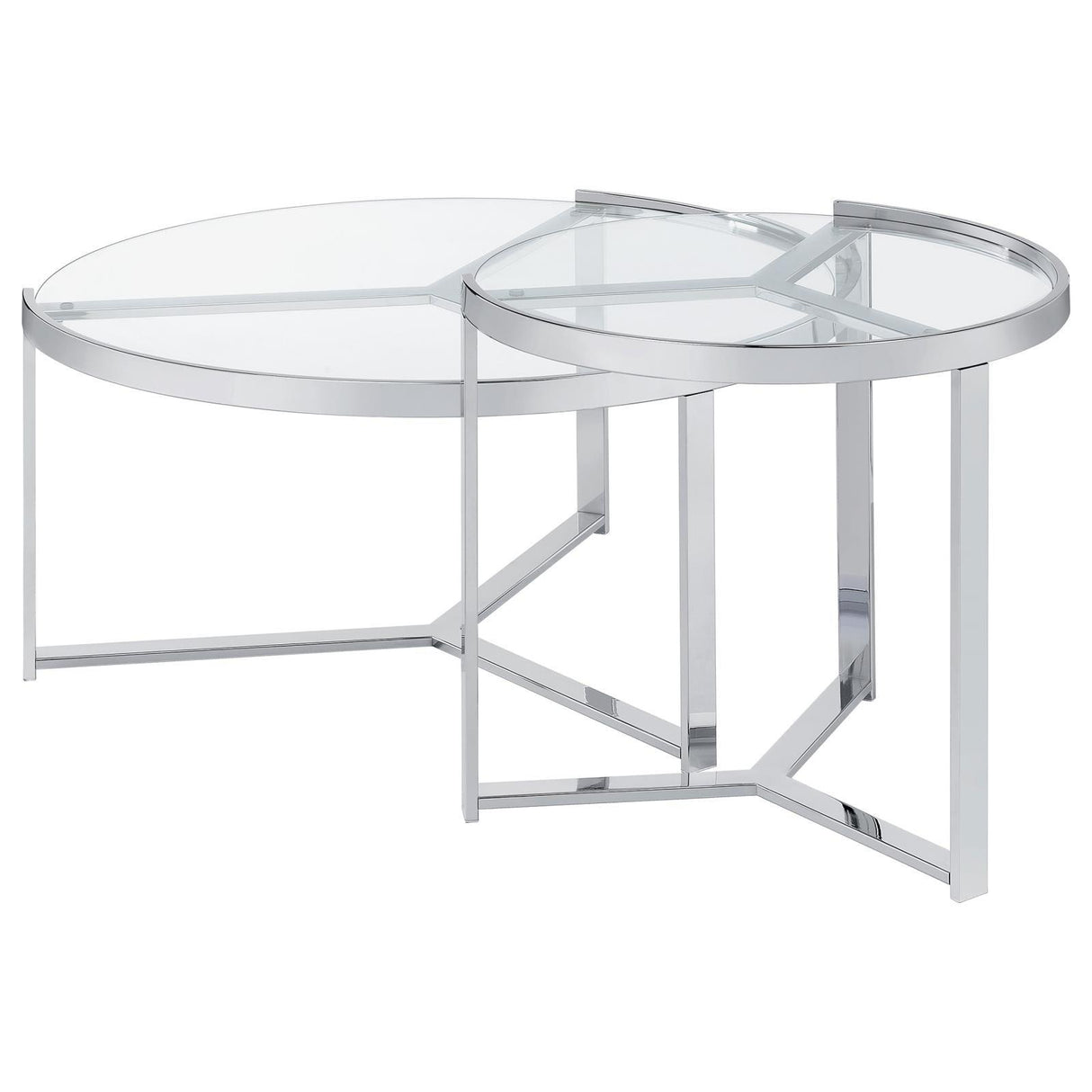 Delia 2-Piece Round Glass Top Nesting Coffee Table Clear and Chrome by Coaster at Eve Furniture
