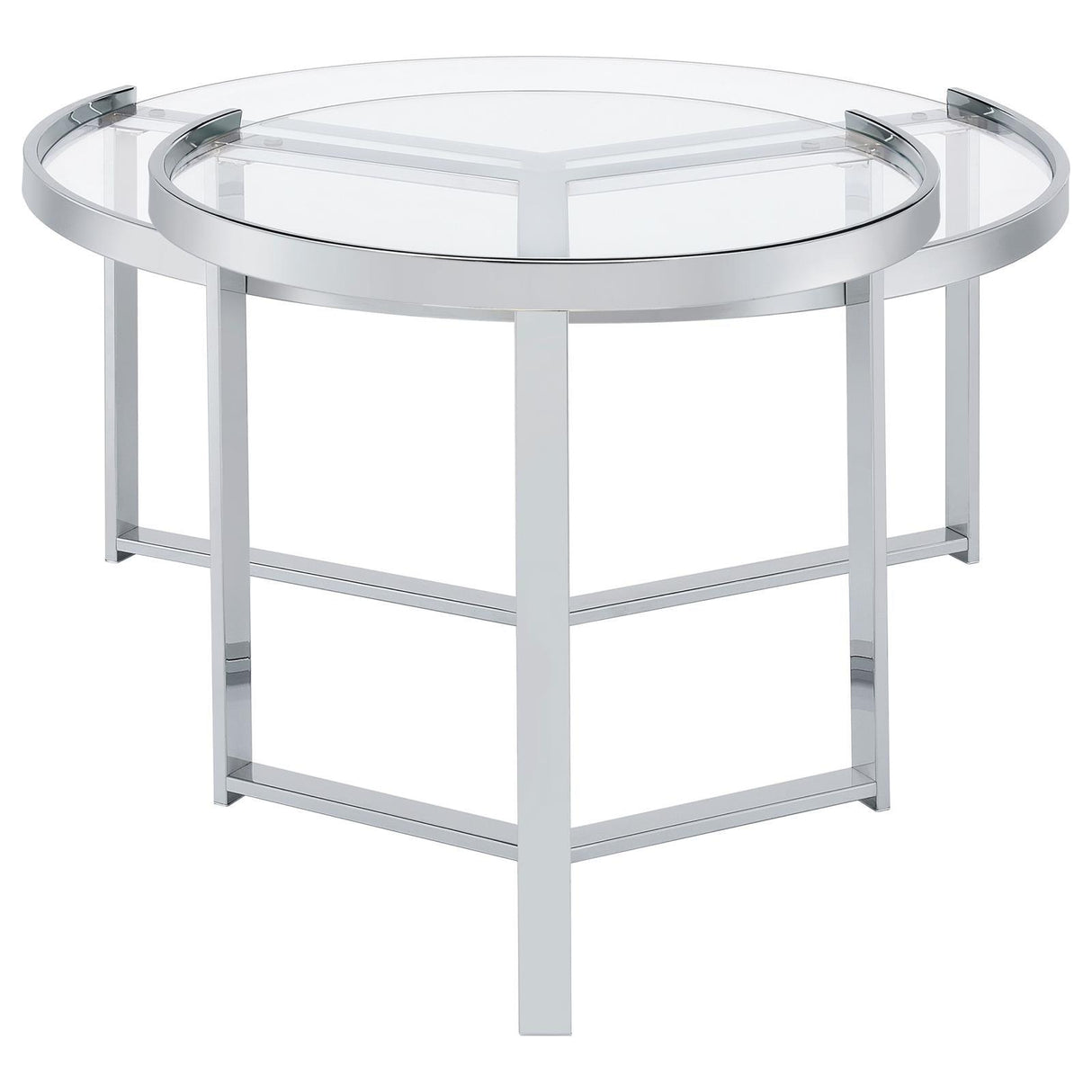 Delia 2-Piece Round Glass Top Nesting Coffee Table Clear and Chrome by Coaster at Eve Furniture