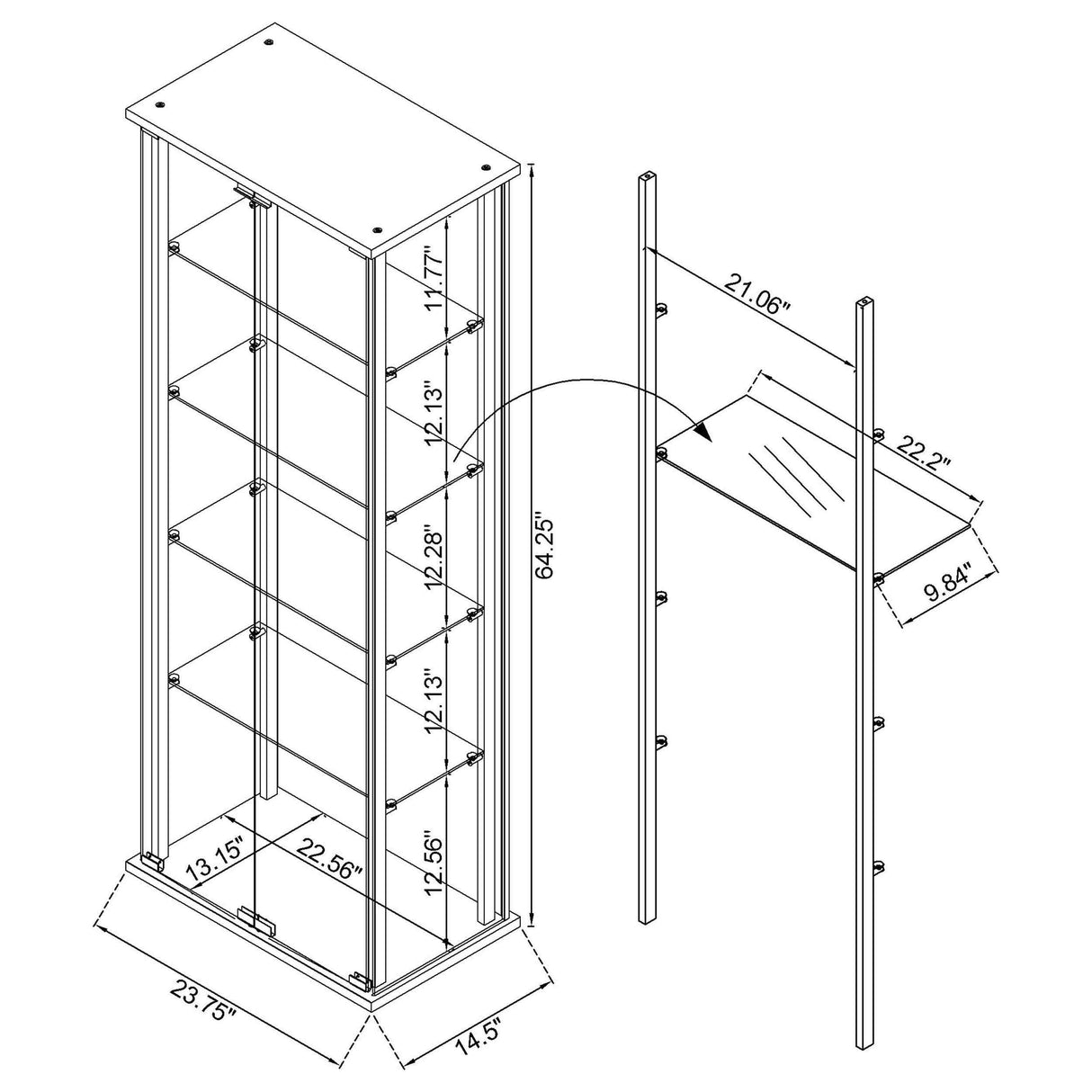 Delphinium White 4-Shelf Clear Glass Curio Display Cabinet by Coaster at Eve Furniture