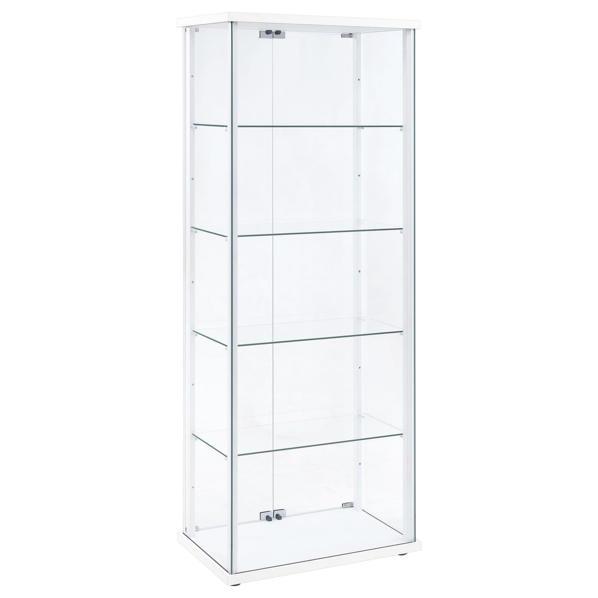 Delphinium White 4-Shelf Clear Glass Curio Display Cabinet by Coaster at Eve Furniture