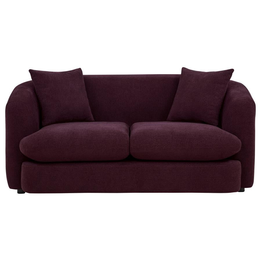 Delroy 2-Seat Stationary Loveseat Aubergine Polyester Upholstery by Coaster at Eve Furniture