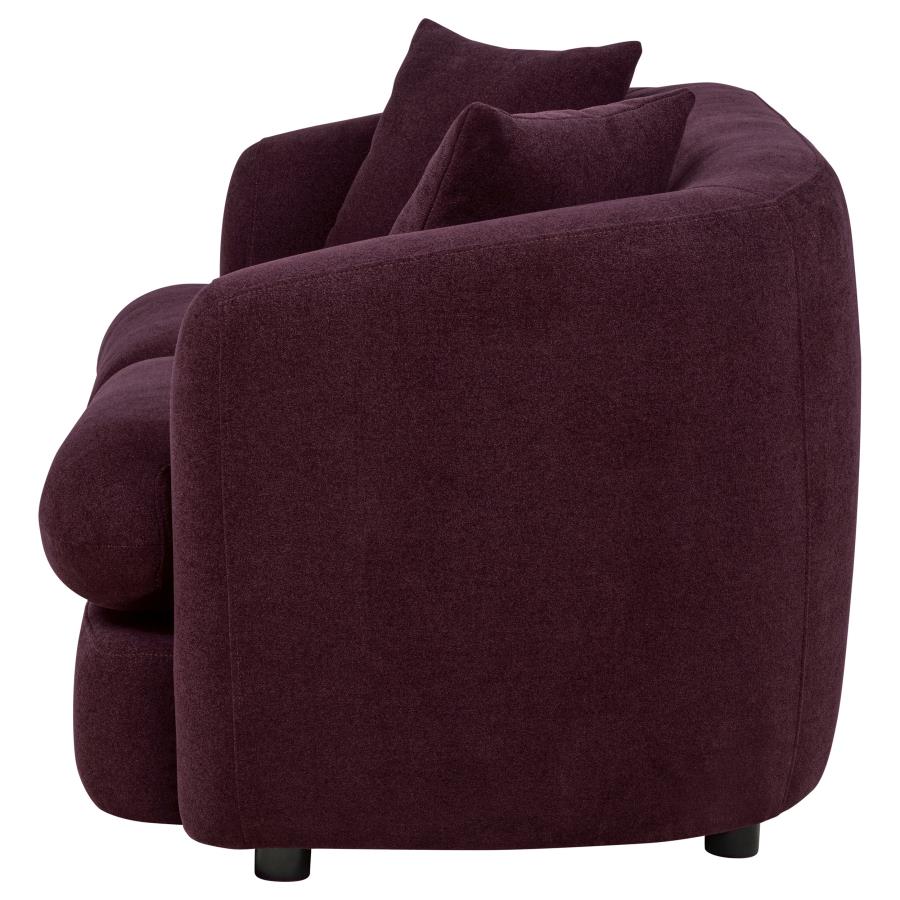 Delroy 2-Seat Stationary Loveseat Aubergine Polyester Upholstery by Coaster at Eve Furniture