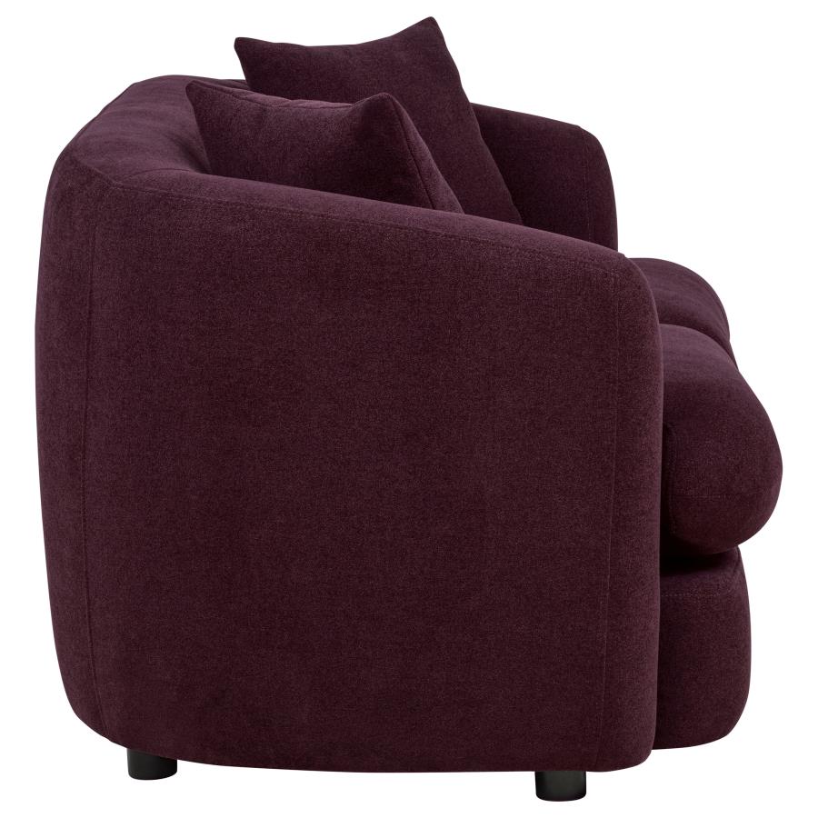 Delroy 2-Seat Stationary Loveseat Aubergine Polyester Upholstery by Coaster at Eve Furniture