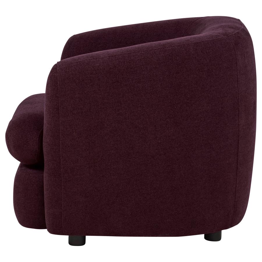Delroy Stationary Accent Chair Aubergine Polyester Upholstery by Coaster at Eve Furniture