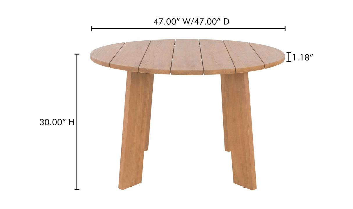 Delta Round Outdoor Dining Table Natural by Moe's Home at Eve Furniture